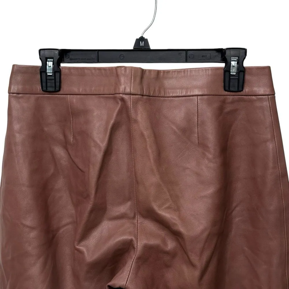 St John Collection Women's Size 8 Brown Lamb Leather Silk Lined Pants Mid Rise - Image 5