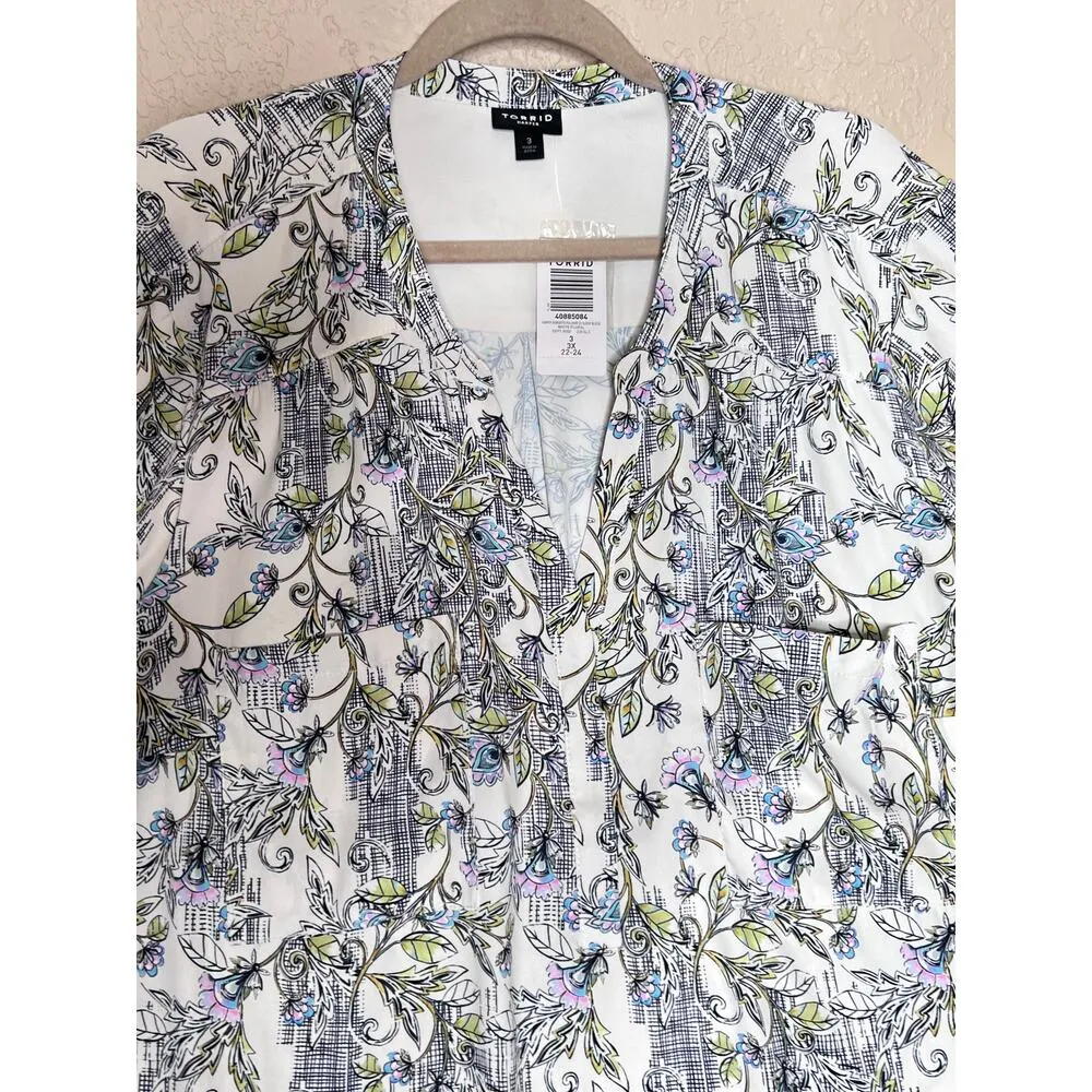 Torrid size 3 top NEW Harper Georgette multicolor  floral summery office - Image 3