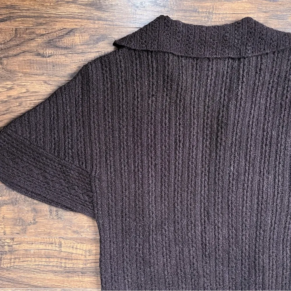 CAbi • Repose Cape #3702 cardigan sweater open Ganache brown chunky knit - Image 10