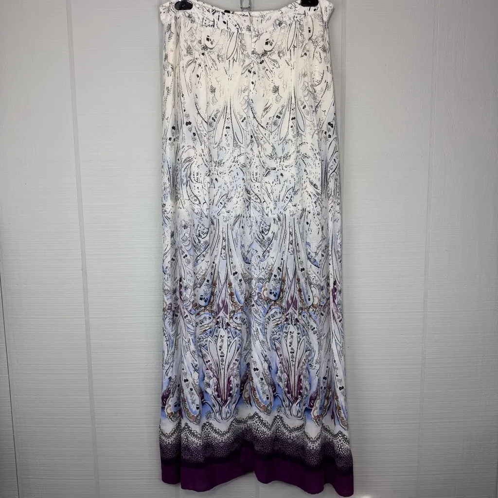 White House Black Market Purple Paisley Patterned Maxi Skirt Front Slits 10 - Image 4