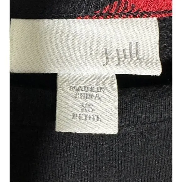 J Jill Women's XS Top Sweater Tunic Babydoll Dress Black Red‎ Plaid Long Sleeve - Image 2