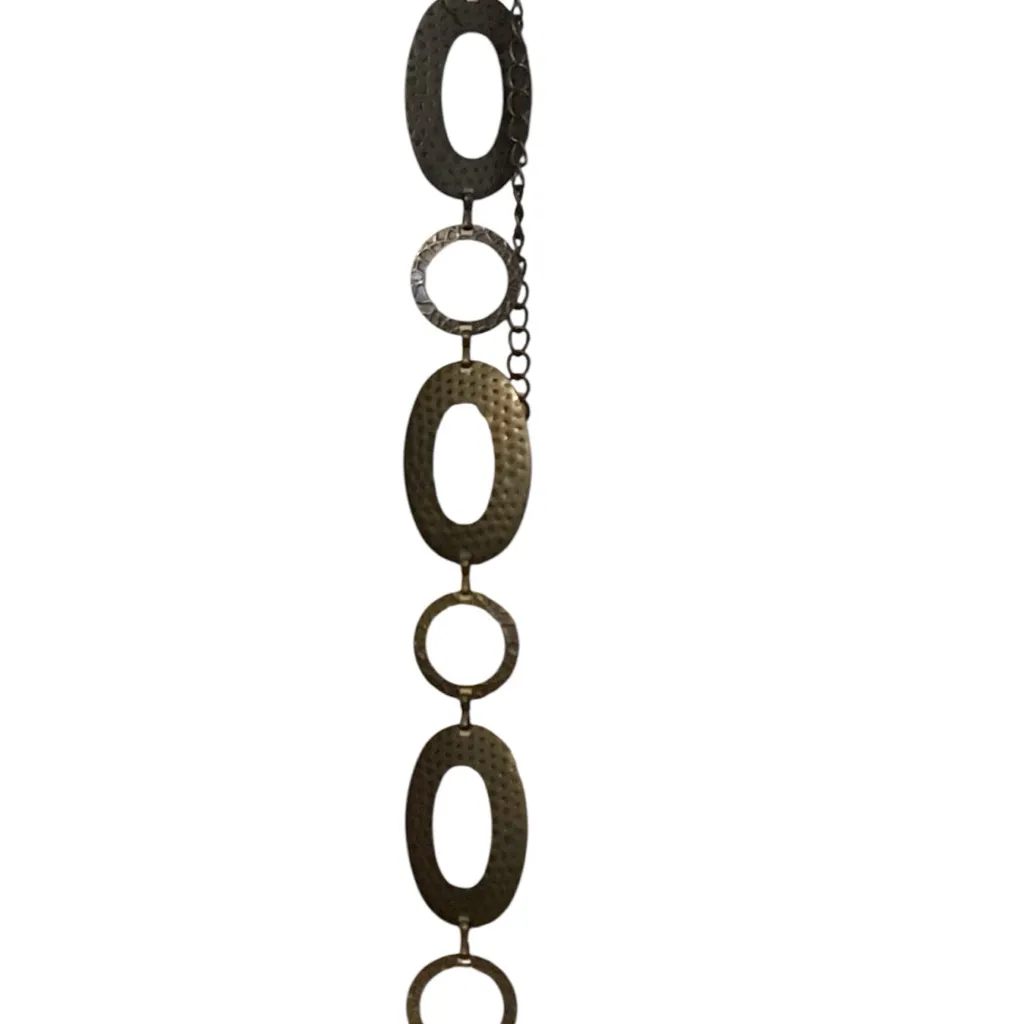 Pitted link chain belt Bronze color. Oval and circle pitted links. Gold - Image 3