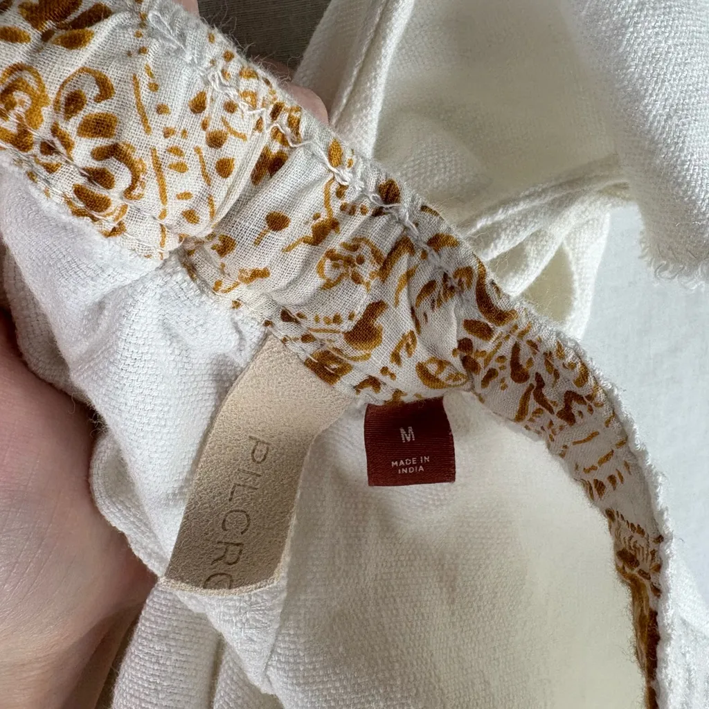 Anthropologie Pilcro Flutter Sleeve Linen-Blend Midi Dress White M - Image 8