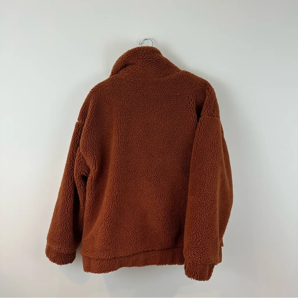 Princess Polly Cozy Brown Sherpa Jacket Oversized Size Small/Medium - Image 5