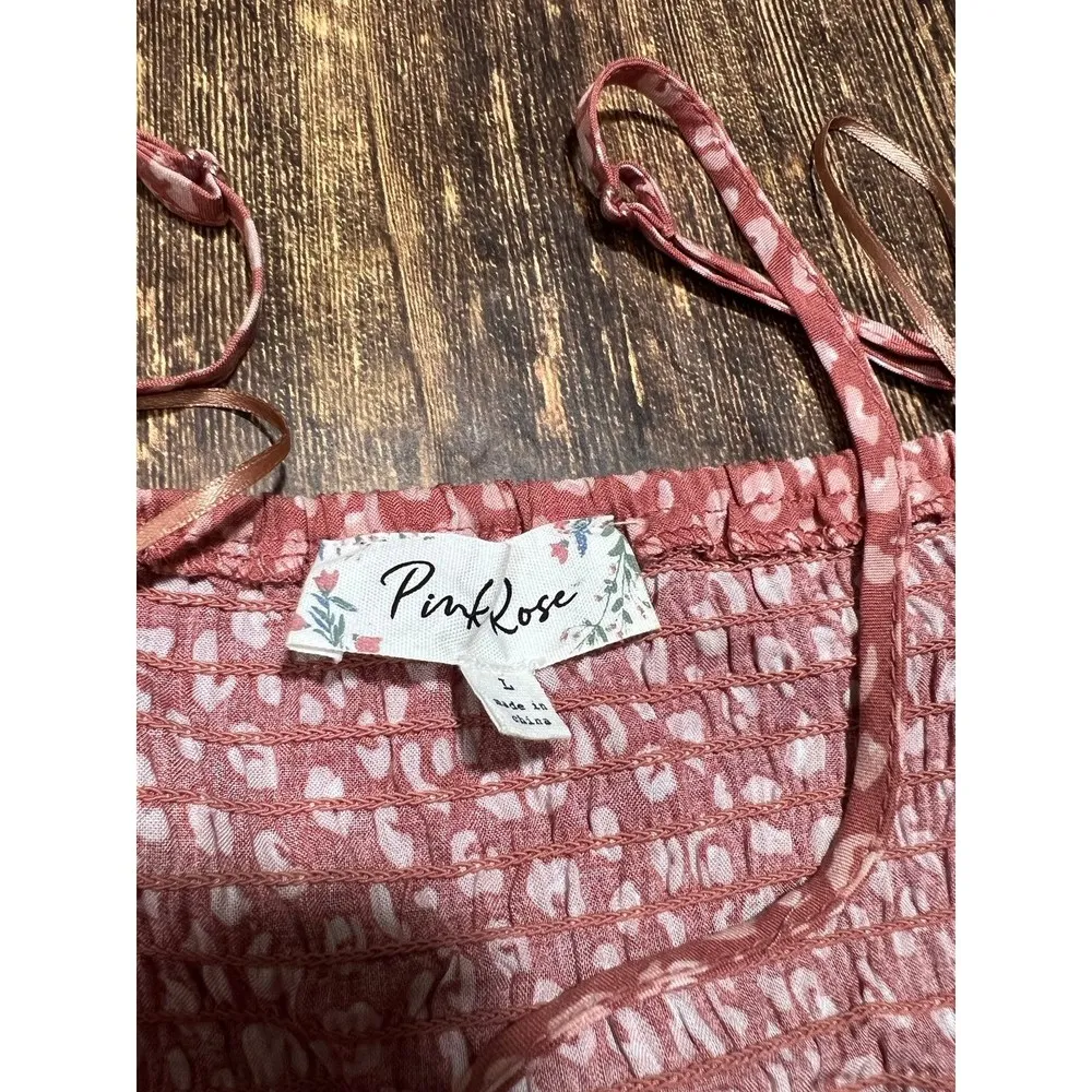 Pink Rose Animal Print LARGE 2 Pocket Button Tank Dress - Image 3