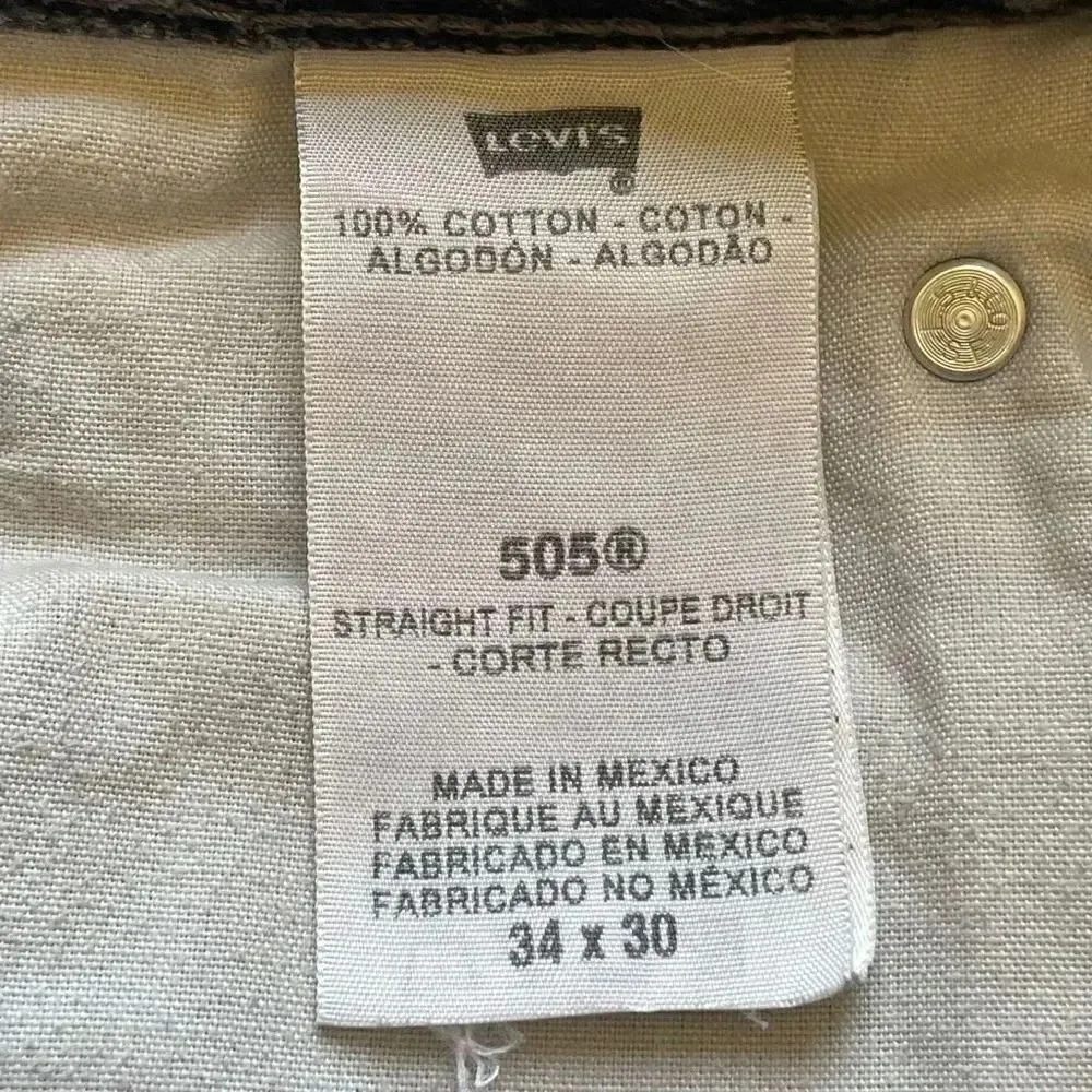 Levi Strauss #505 Black Cotton Straight Fit Men’s Denim Jeans SZ 34 # 1339 - Image 9