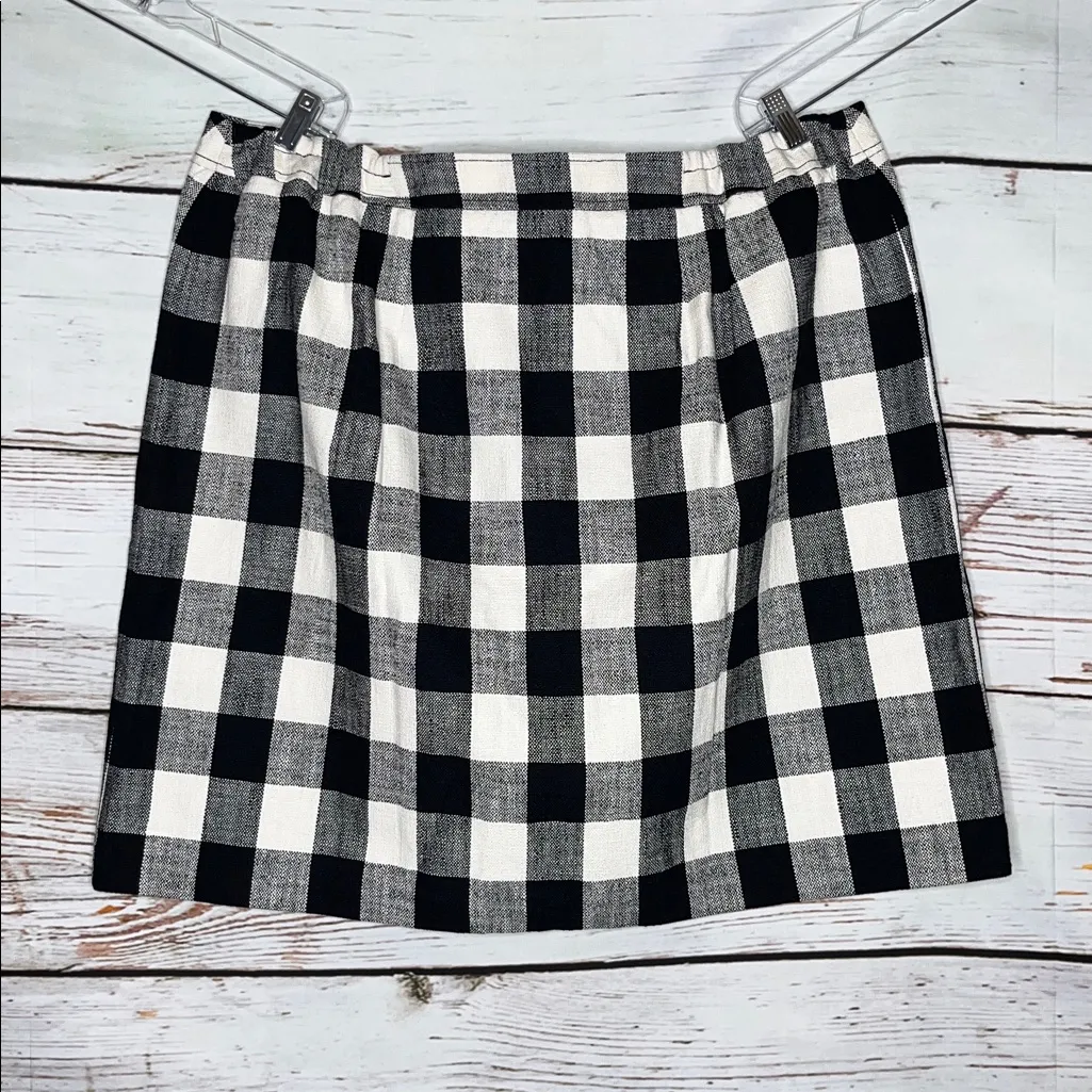 Talbots Plus Petites NWT 22WP Black & White Plaid Linen Blend Button Front Skirt - Image 2