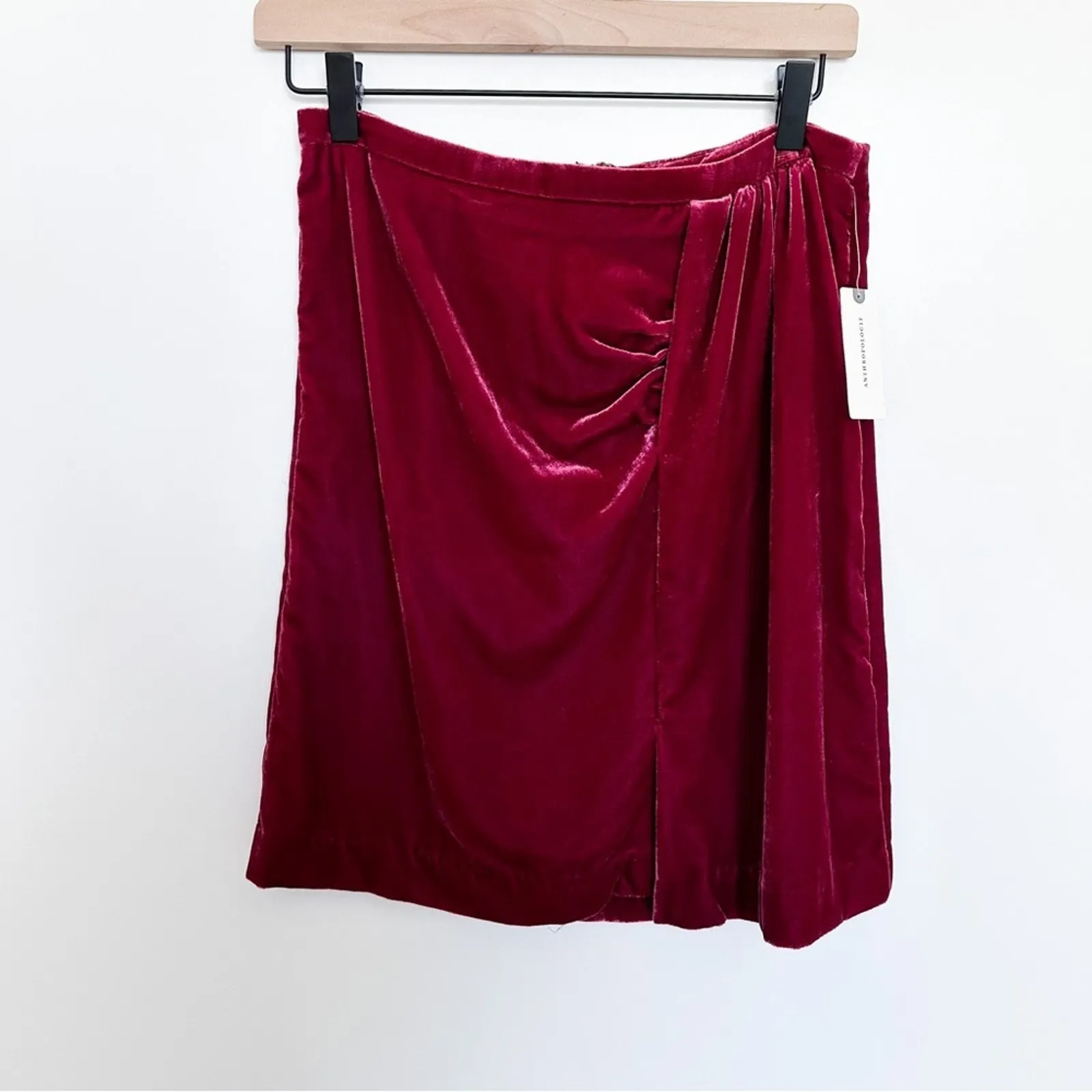 Anthropologie Velvet Mini Skirt Raspberry NWT - Image 3