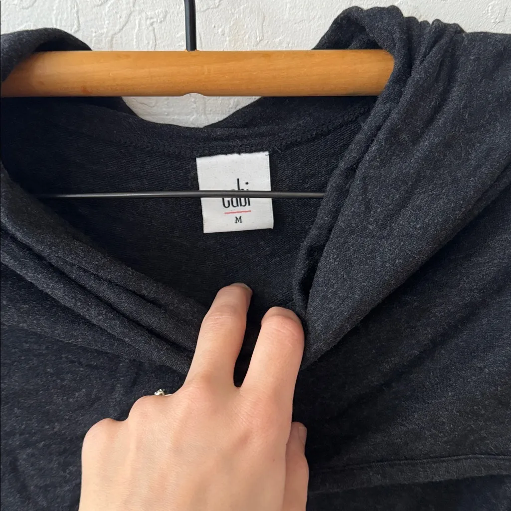 Cabi Gray Recess Topper Cowl Neck Hoodie Drawstring Waist Sweater M - Image 5