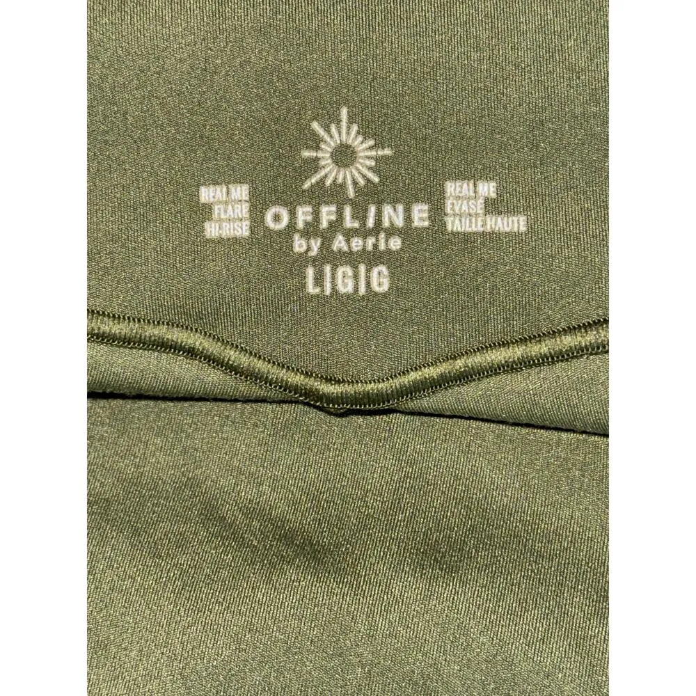 Aerie OFFLINE Real Me Flare Hi-Rise Leggings Asparagus Green Womens Size Large L - Image 10