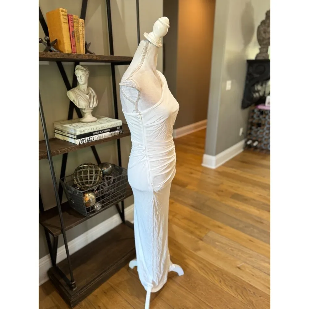 BARDOT Rosalie One Shoulder Sheath Midi Dress Orchid White Womens Size Small - Image 7