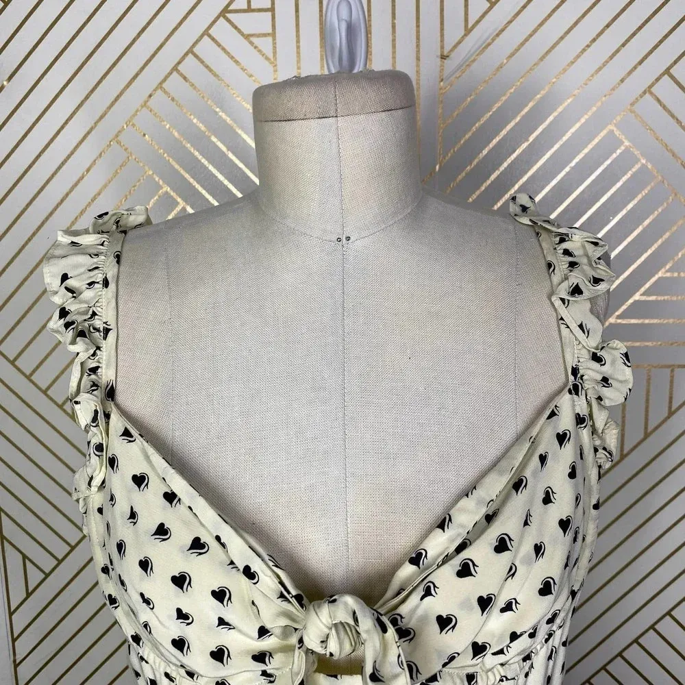 For Love‎ & Lemons Sweetheart Mini Dress Creme Heart Print Size US Medium - Image 8