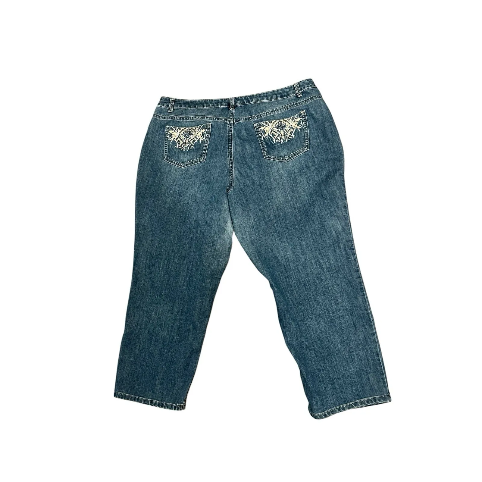 CJ Banks Jeans Women's Size 24 W Petite Blue Denim Jeans Bling Pockets - Image 2