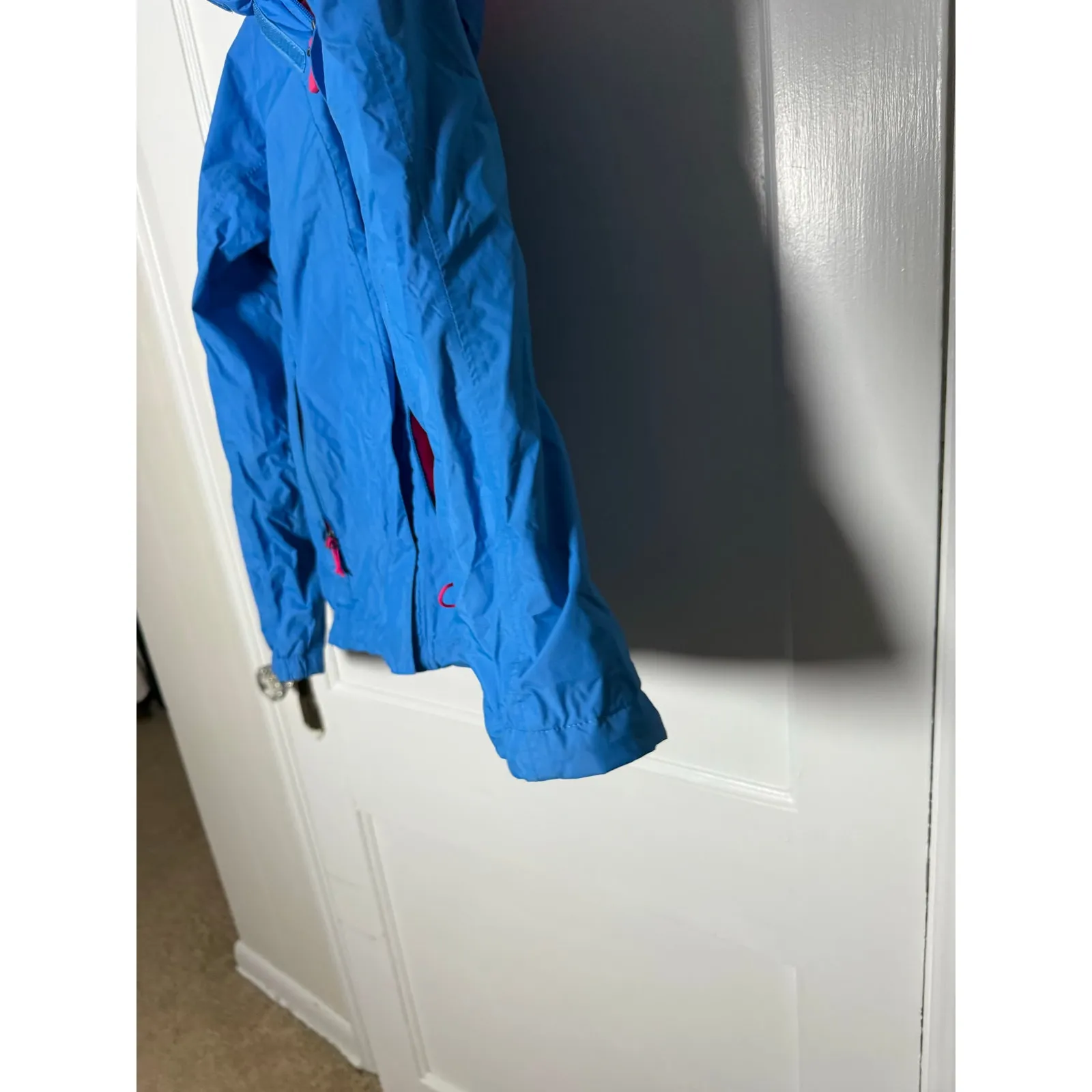 The North Face Blue Pink Hyvent Lightweight Hooded Rain Jacket Women's Large - Image 6