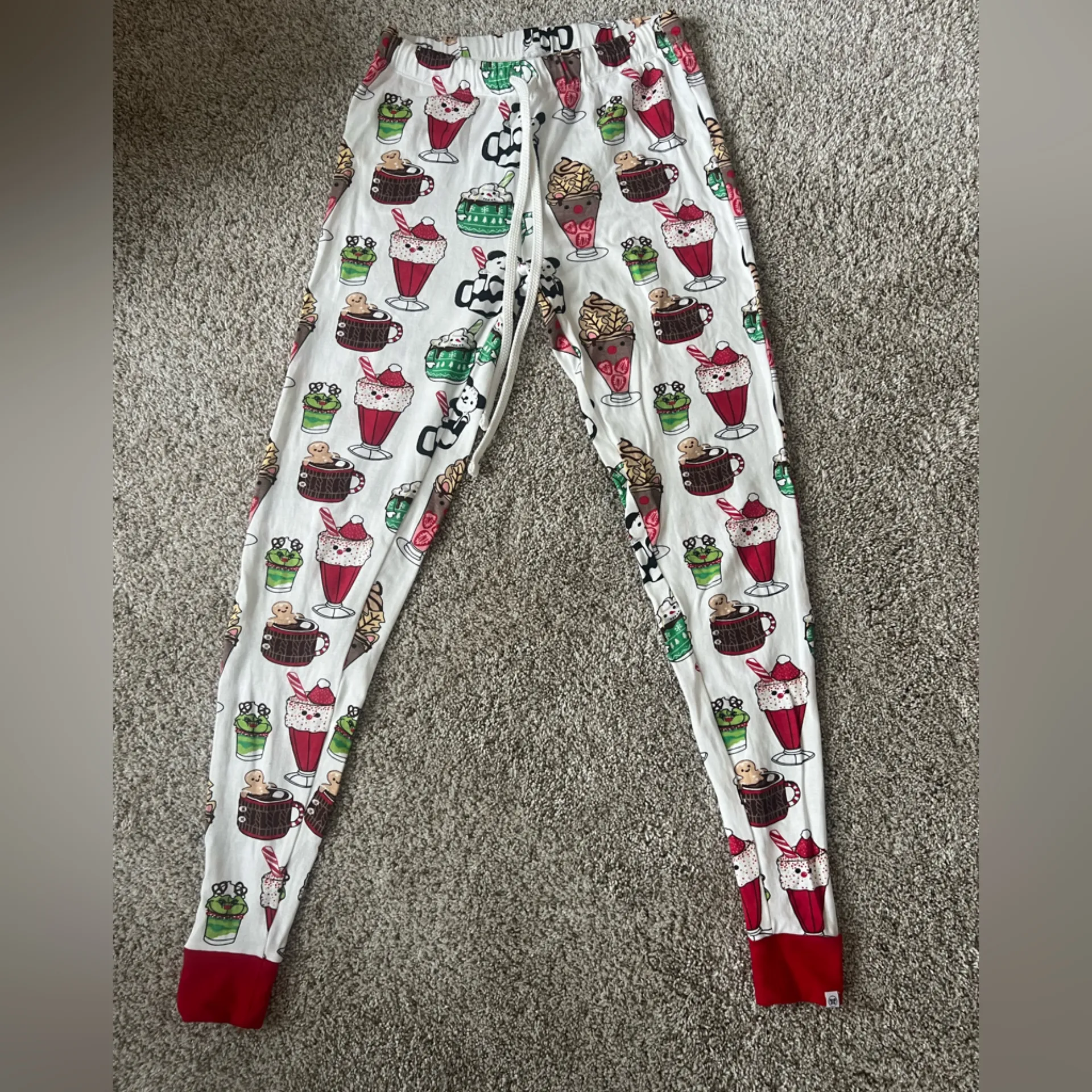 Honest Co Organic Holiday Snow Shakes Small Women’s Jogger Pajama Pants Red - Image 4