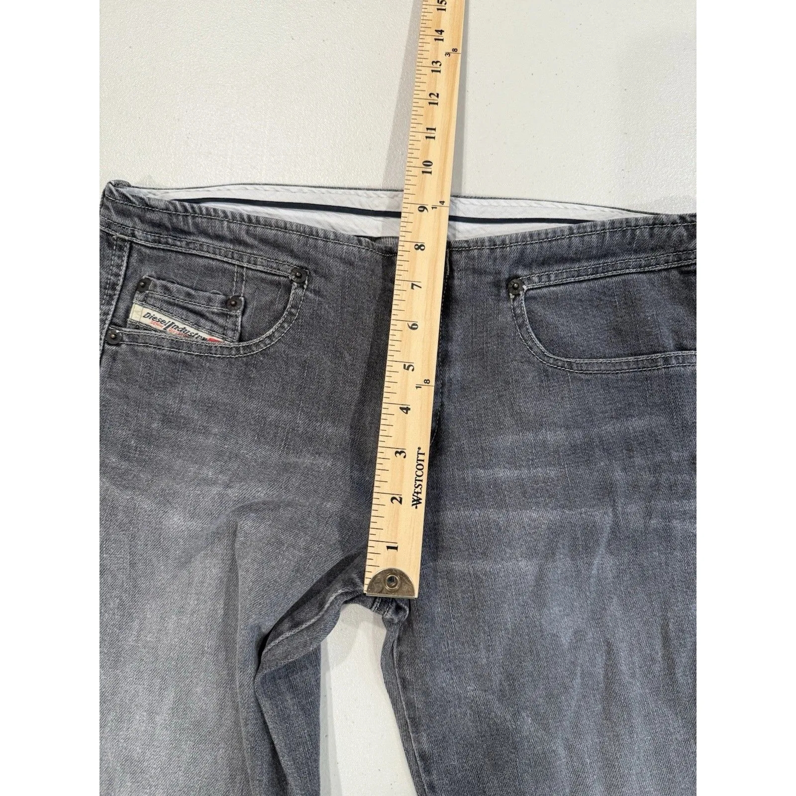 Vintage Y2K Diesel Jeans Womens 31" Grey Low Rise Flare Snap Close Cotton - Image 6