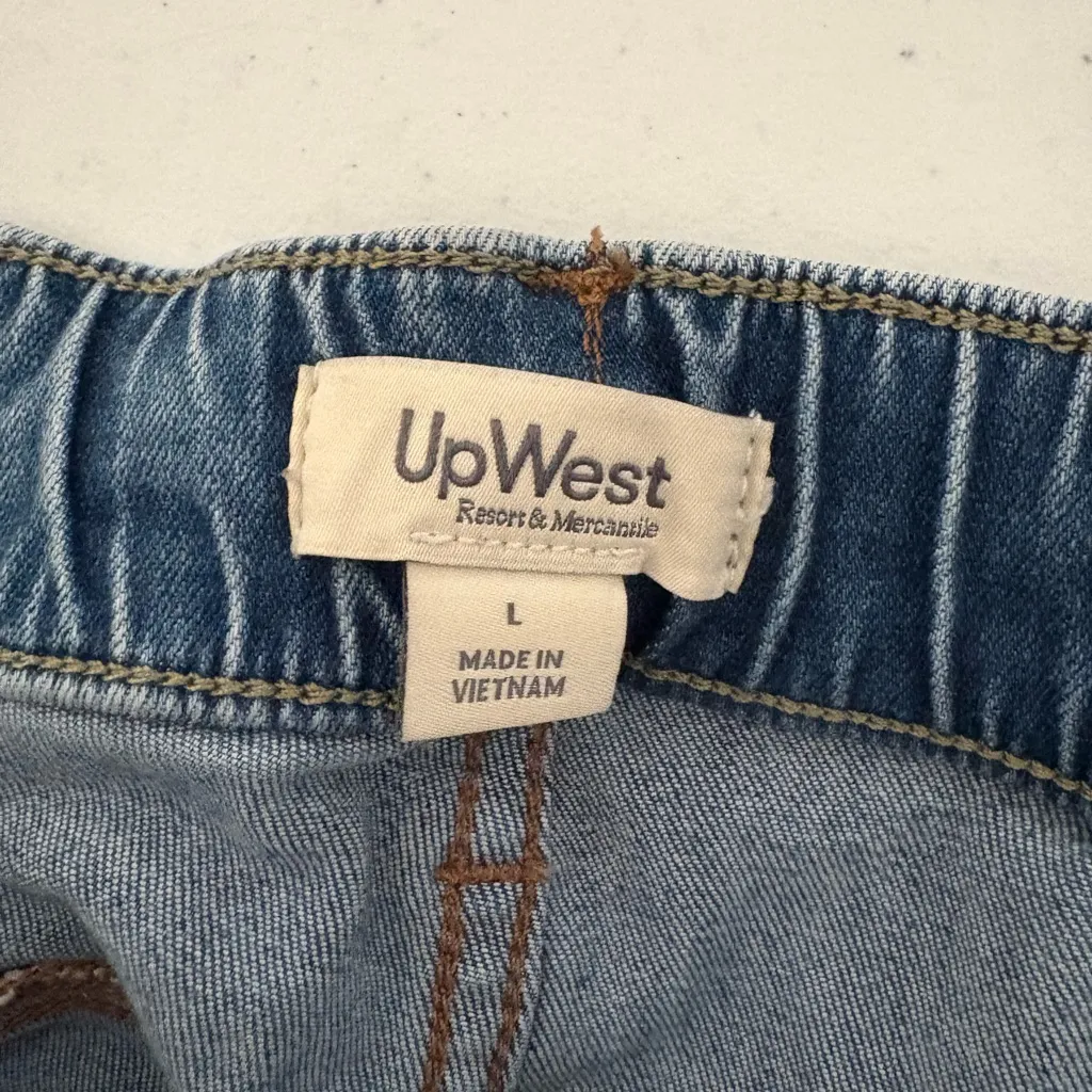 Upwest Jeans Vintage Utility Denim Pant Elastic Shirt Waist size Large EUC 522 Blue - Image 8