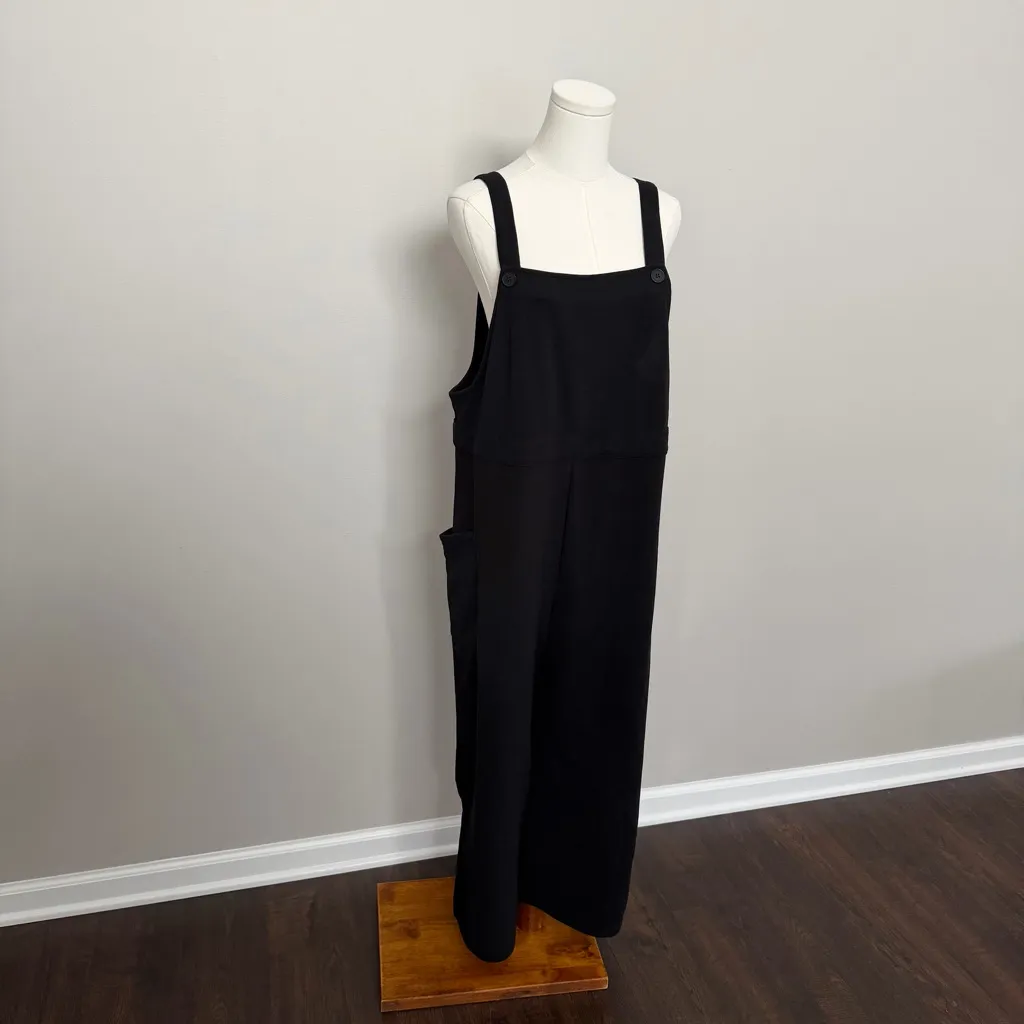 Halara Jumpsuit Overalls Wide Leg Cargo Pockets Stretch Travel Lounge Black - Image 2