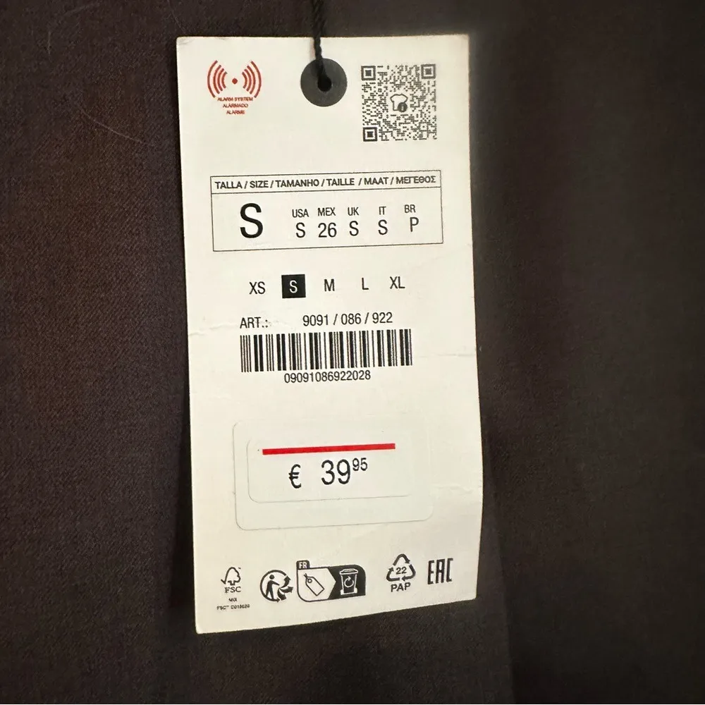 ZARA Wool High-Rise Wide Leg Belted Dress Pants Womens Small Charcoal Career NWT - Image 3