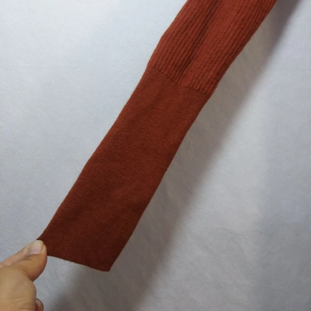 Leith Ribbed Shawl Cocoon Sweater Burnt Orange Size Small - Image 5