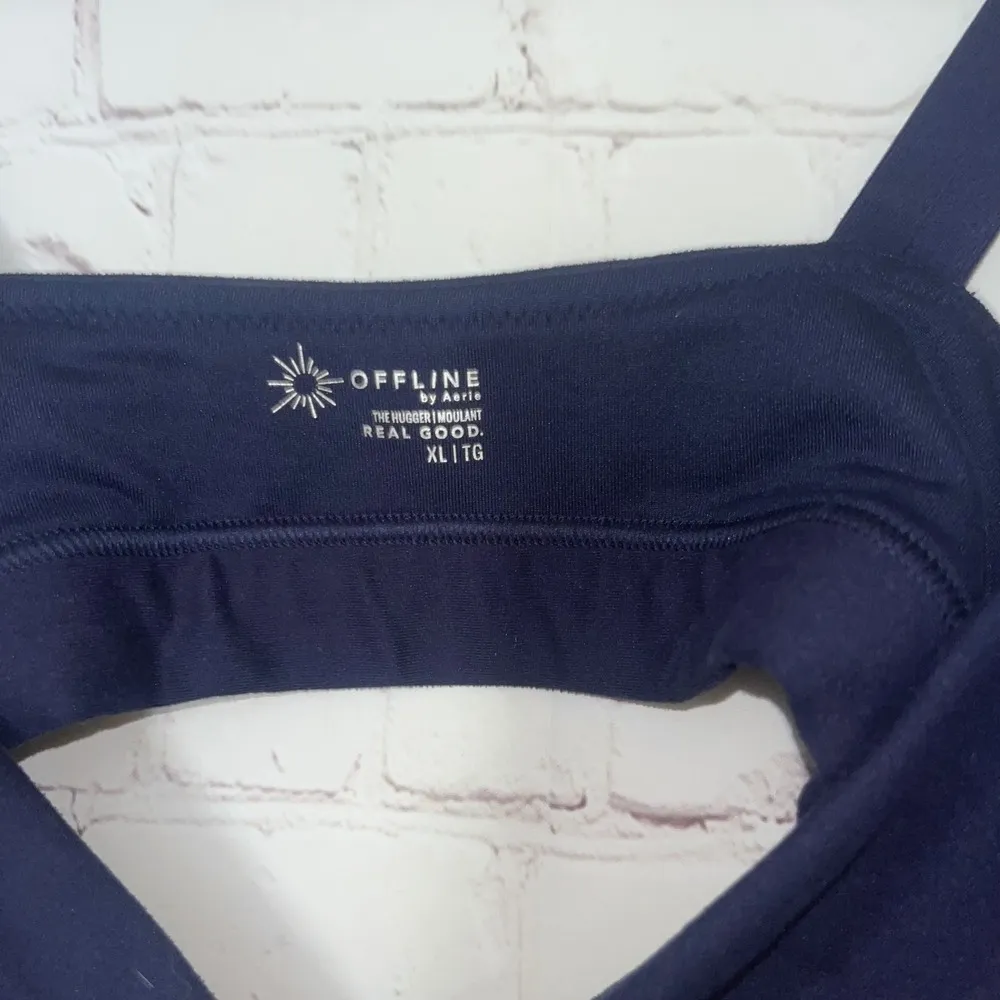 ✨Aerie Offline Navy Blue Seamless Lightly Lined V Neck Sports Bra XL - Image 4