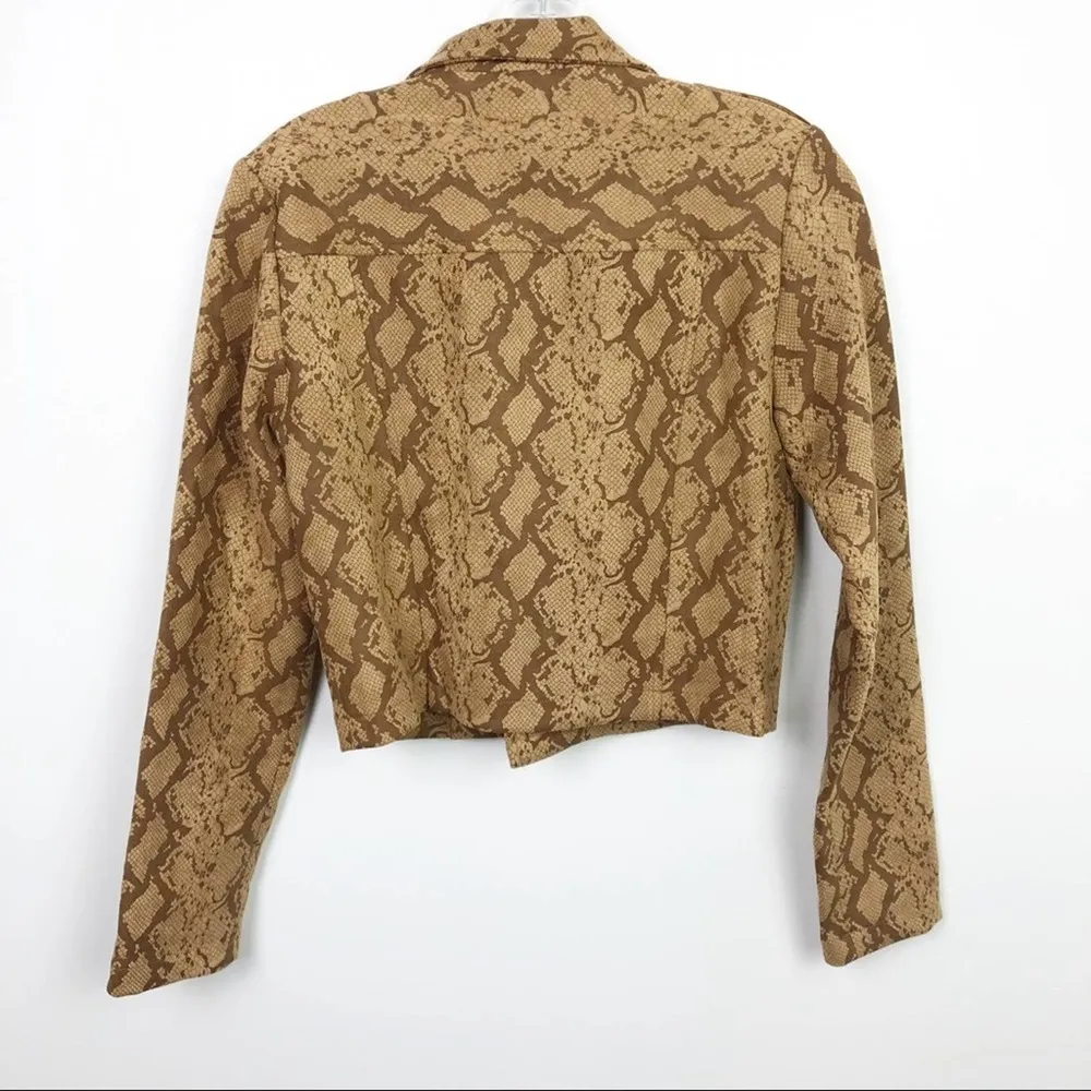 Lucy Paris Snakeskin Moto Jacket Brown Tan Size Small - Image 10