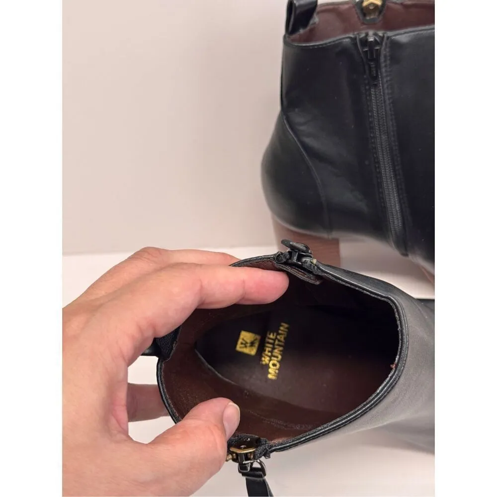 White Mountain‎ Ankle Boots Size 9.5 Black Square Toe Block Heel Side Zip NEW - Image 8