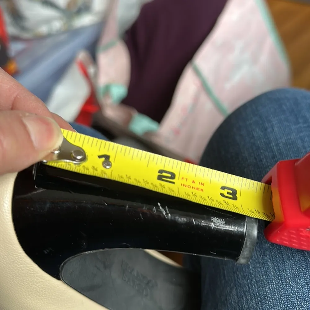 Franco Sarto Black & Cream Peep Toe Cone Thick High Heels SZ 6 Has few f… - Image 10