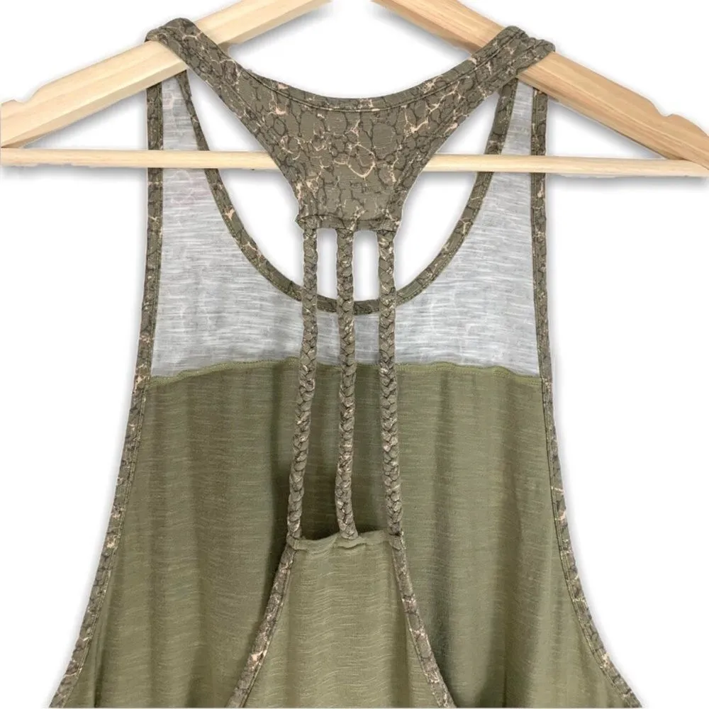 Gymshark Olive Green Briad Detail High Neck Camo Trim Tank Top - Image 5