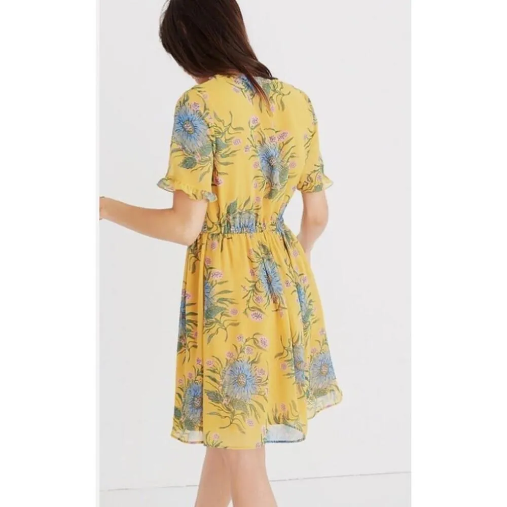 Madewell Sweatgrass Ruffle Sleeve Dress in Painted Blooms, size 0 - Image 2