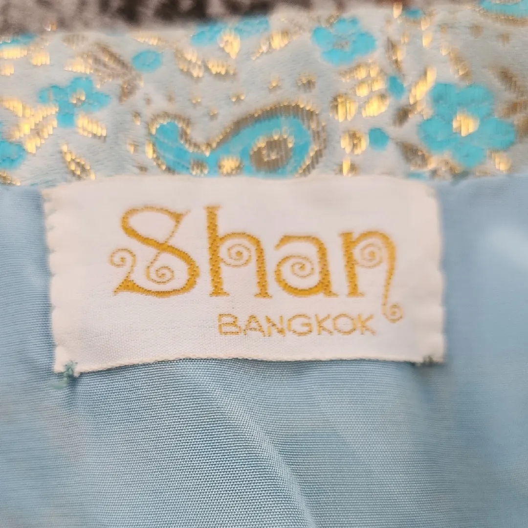 Vintage Shan Bangkok Silk Paisley Blazer Blue Gold Size undefined - Image 2