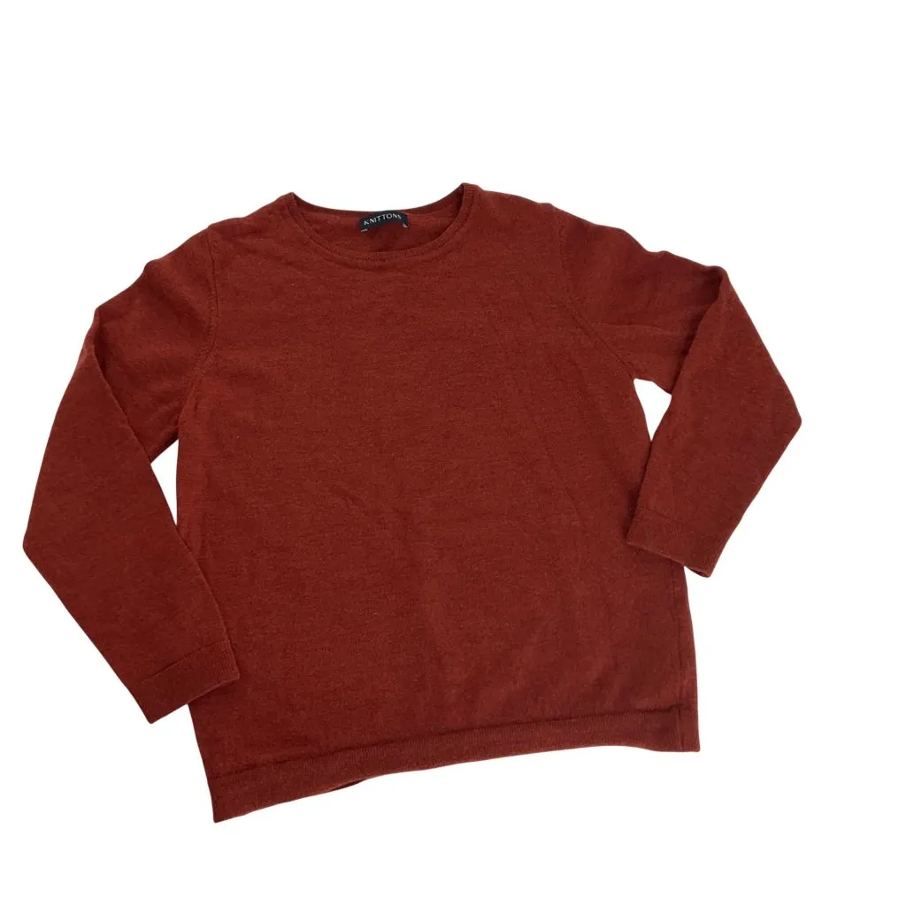 Womens Rust Red Knittons Extra Fine Merino Wool Sweater XL Classic casual stretc - Image 10