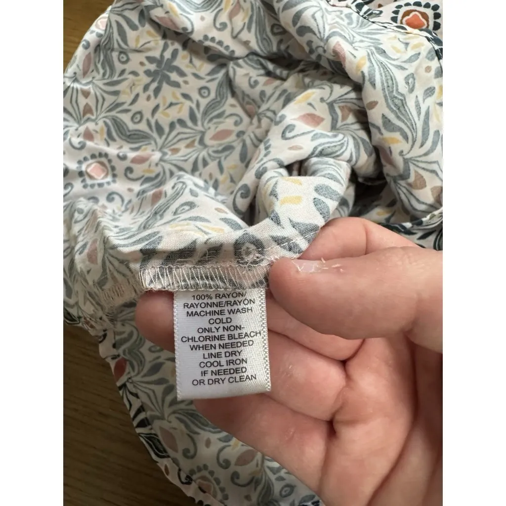 LOFT Tunic Top Size Small Long Sleeve Paisley Rayon V Neck Lightweight Colorful‎ - Image 7