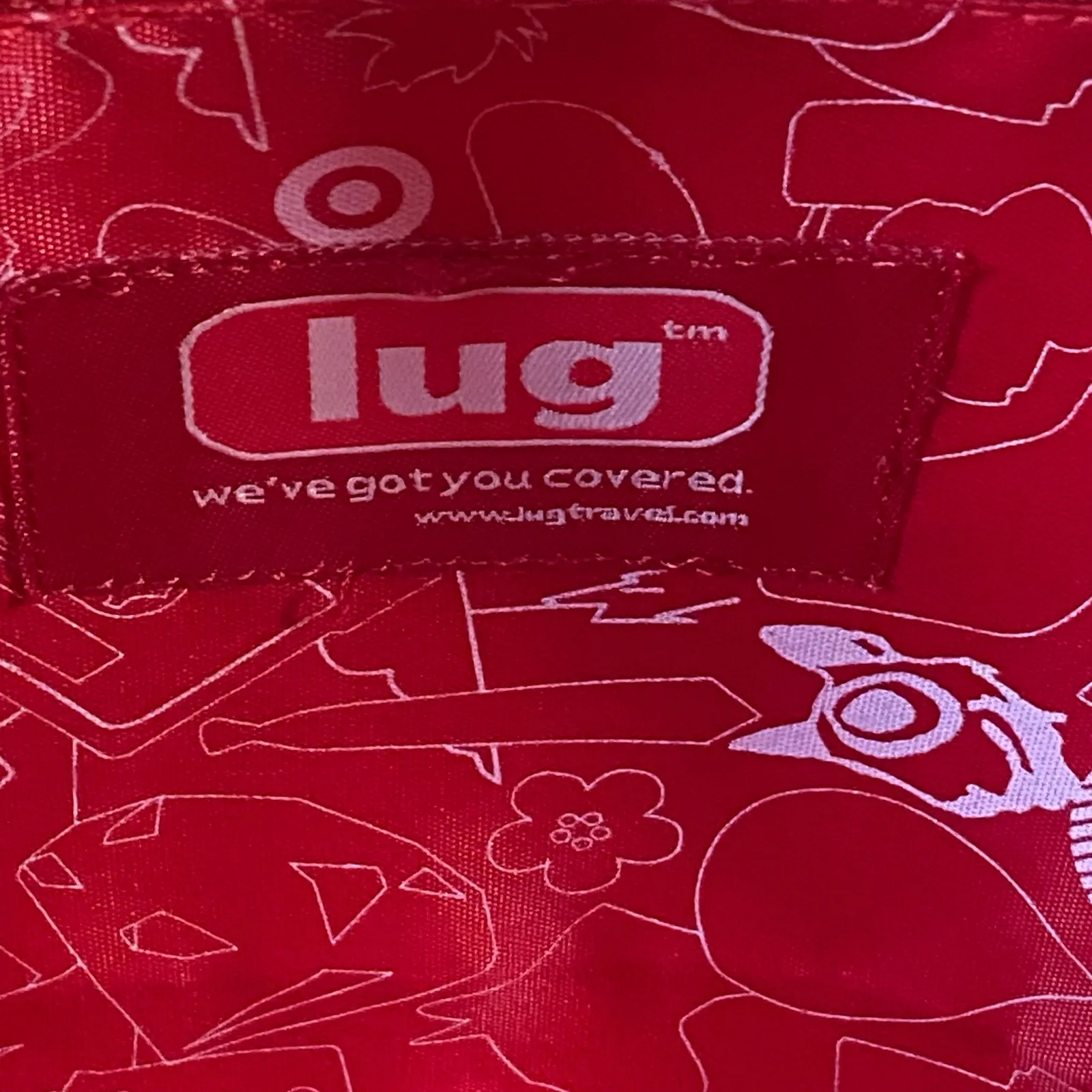 RARE Lug Target Puddle Jumper Tote Bag Red Quilted Nylon w/ Multiple Pockets GUC - Image 10