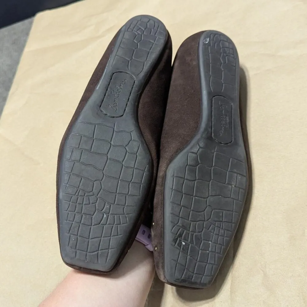 Sam Edelman Jax Brown Suede Ballet Flats Gold Studded Shoes Square Toe Womens 9 - Image 6