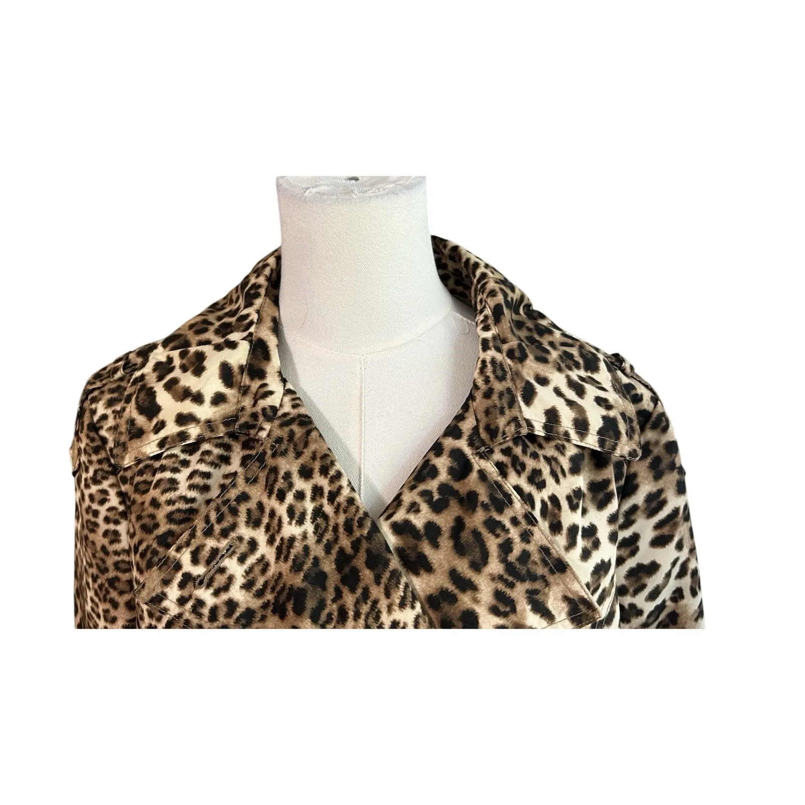 Leopard Print Blazer/Jacket Women 44 Stylish Bold Lined Buttons Boho Preppy Brown Size 1X - Image 2