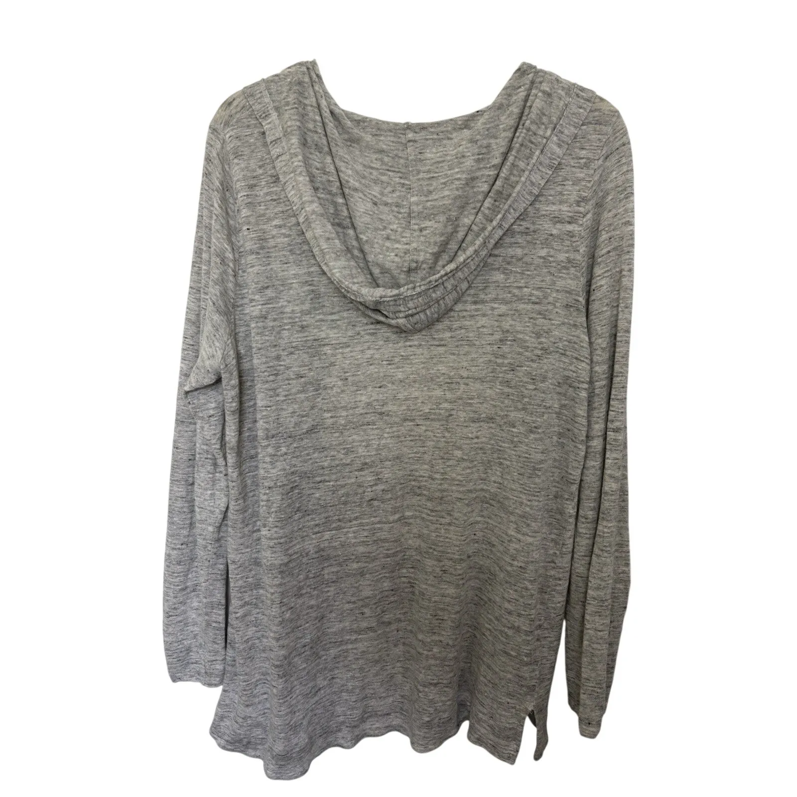 100% Linen Hooded Open Front Cardigan Size XL Casual Coastal Cover Up Gray Boho - Image 2