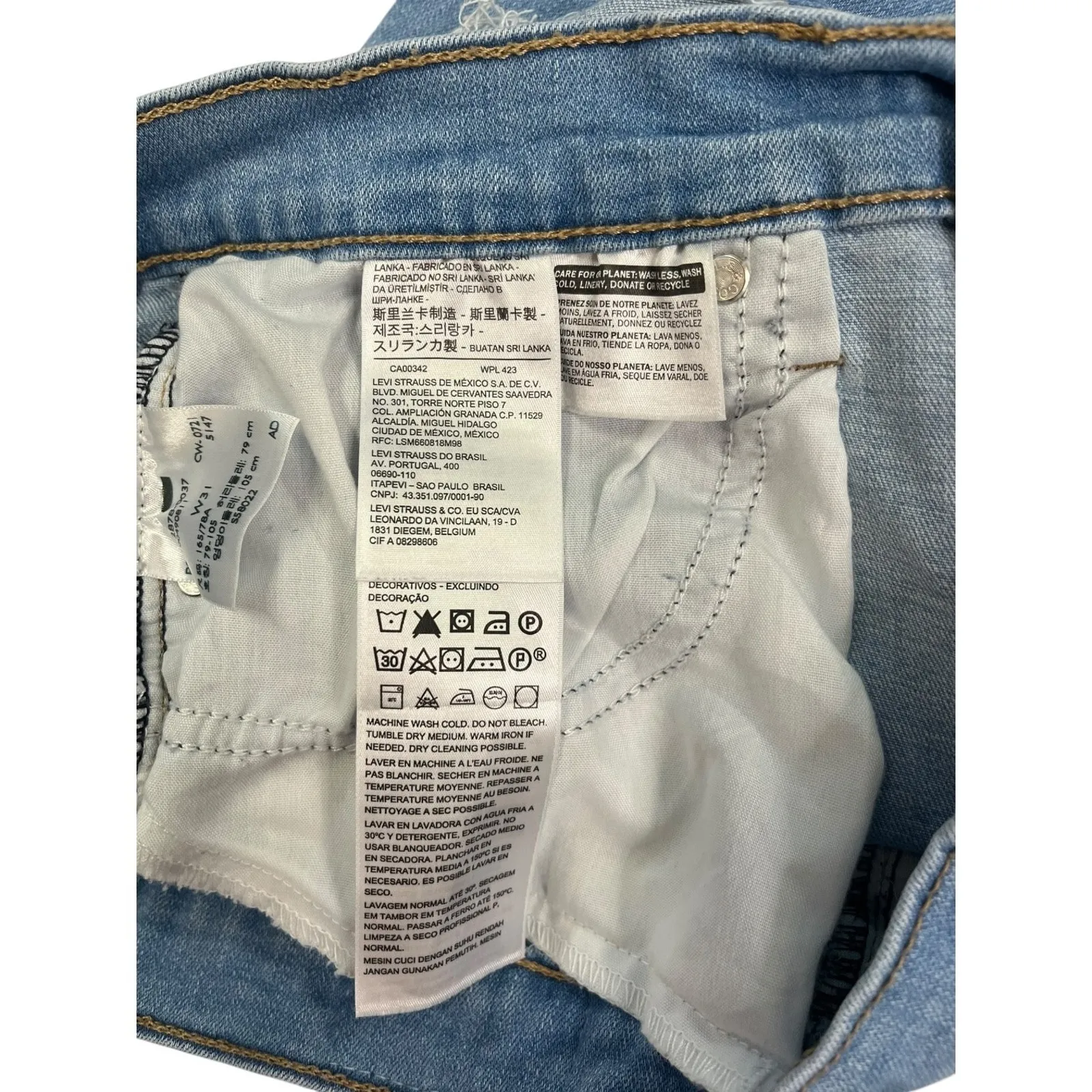 Levi Jean Shorts Womens 31 Blue Denim High Rise Cutoff Festival Boho Beach Hot - Image 7