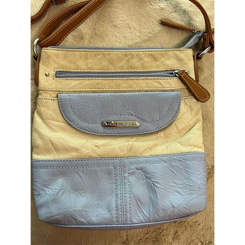 Stone Mountain Women's Leather Crossbody Bag Beige & Lavender - Image 2