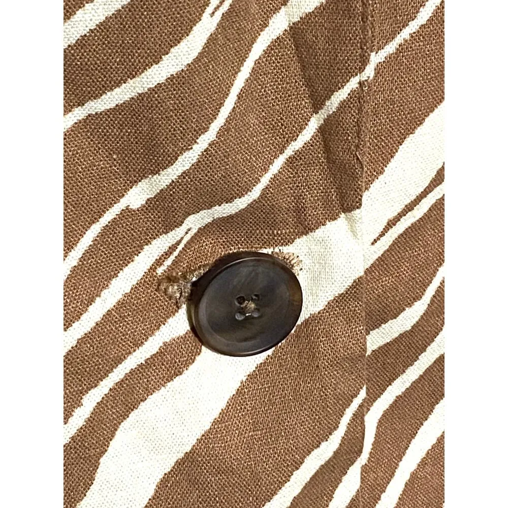 A New Day Brown Zebra One Button Blazer Jacket Linen Rayon Lined Womens L NWT - Image 6