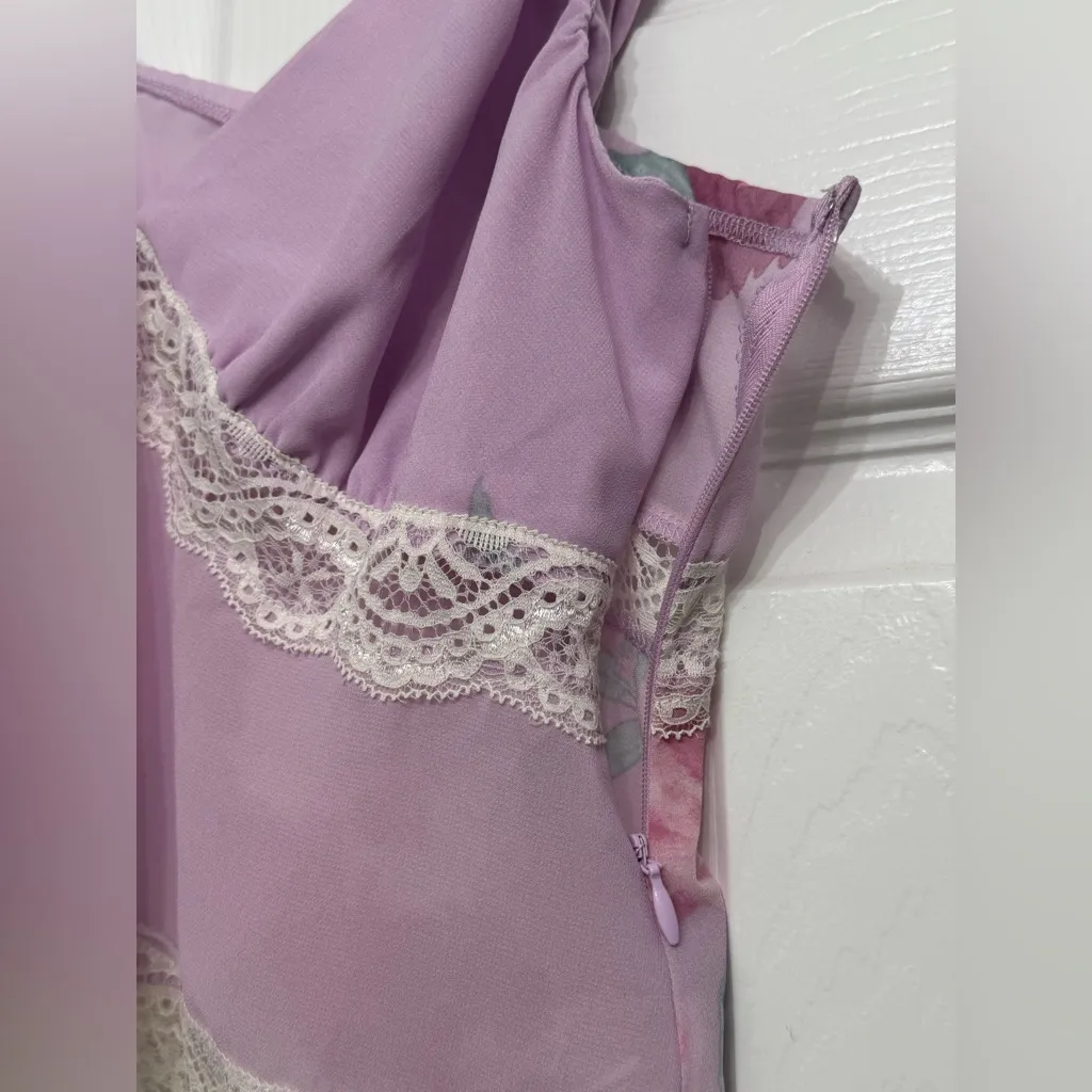 Wild Fable Pink Floral Lace Trim Tank Top Cami - Image 4