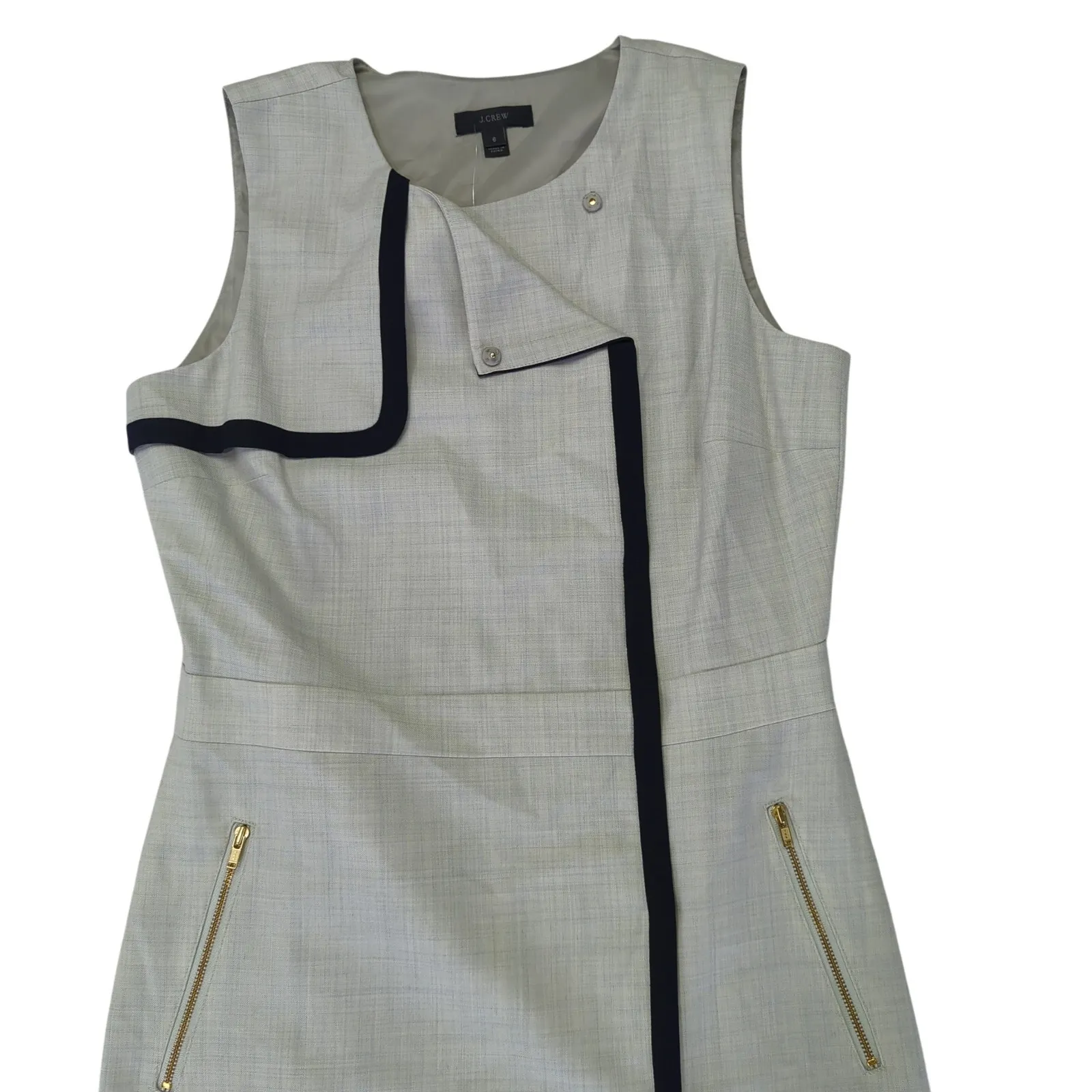 J.CREW Wrap Dress Super 120s 100% Wool‎ Sleeveless Dress B8169 Women's 6 Snaps - Image 3