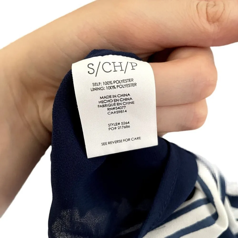 Cabi navy and white striped summer v-neck bow sundress spaghetti strap pockets - Image 5