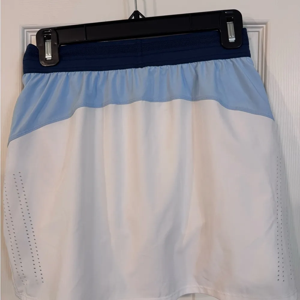 White and Blue Athletic Skorts with Asymmetrical Design Size XS - Image 2
