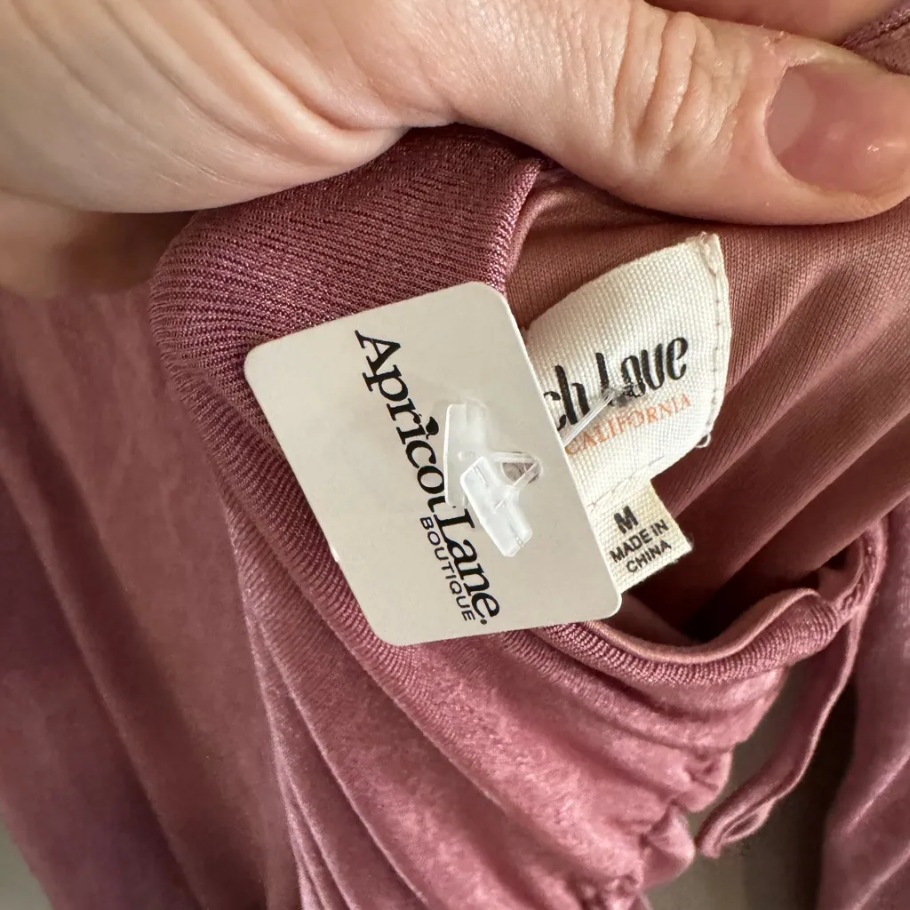 Ruched Long Sleeve Dress in Dusty Rose Shimmer - Image 3