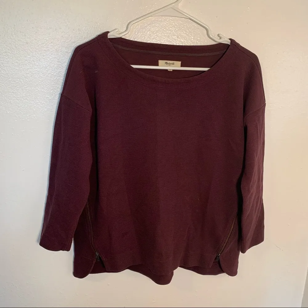 Madewell Canal Zip Top Purple Burgundy - Image 3