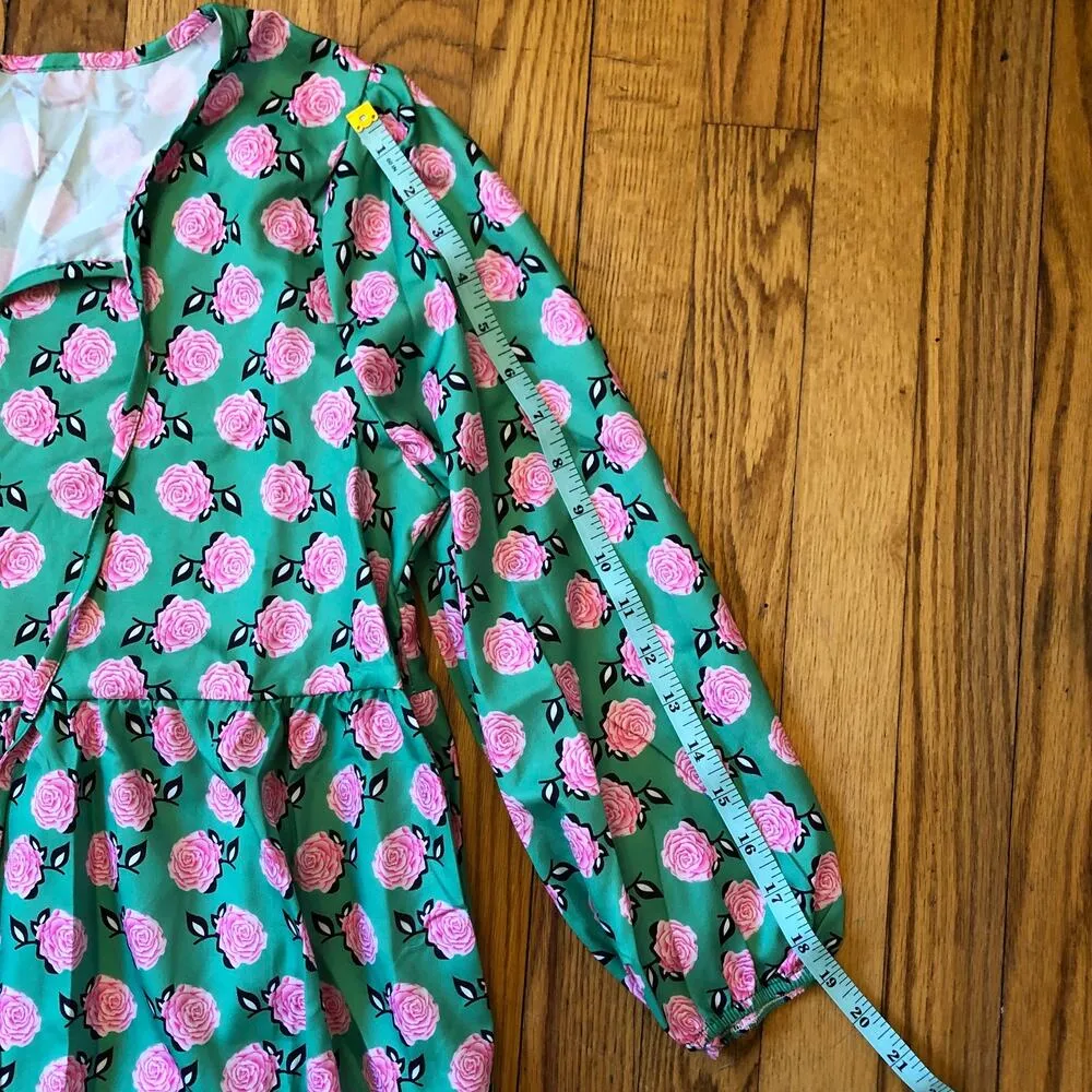 Walmart NWOT Pink and Green Tiered Floral Midi Dress - Size S - Image 6