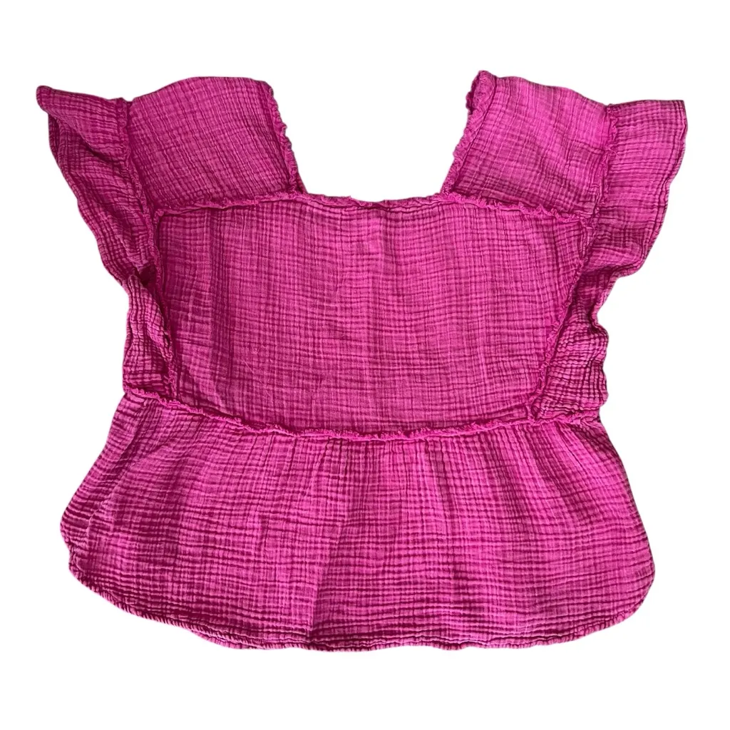 Anthropologie Daily Practice Women’s Gauzy Hot Pink Top Shorts Lounge Set XS - Image 7