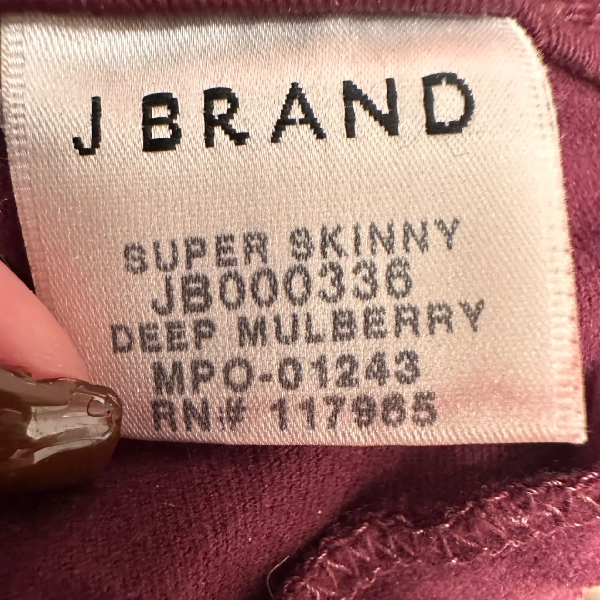 J Brand Burgundy Skinny Velvet Pants 29 Holiday - Image 5