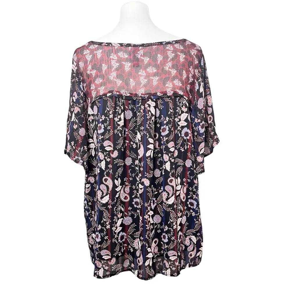 Knox Rose Navy/Pink Floral Print Women's Top Size XXL - Image 4